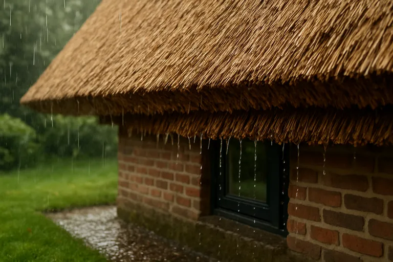 Regenwater slim sturen bij een rieten dak